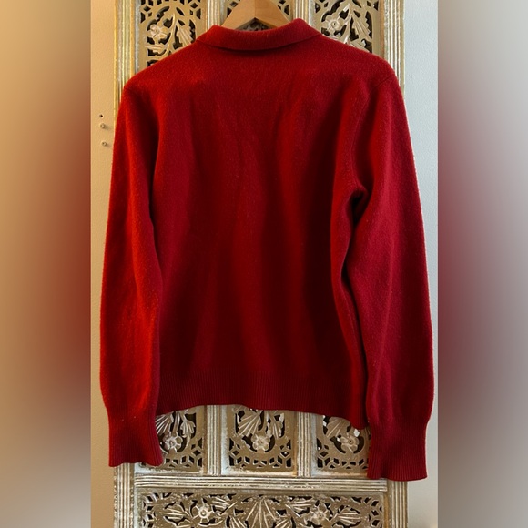 Polo Ralph Lauren Red sweater 100% lambswool Blue Pony vintage polo collar prep - Picture 2 of 5